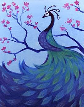 Peacock and Blossoms - Paint and sip event at The Flats Regina in Regina, SK - PaintNite.com