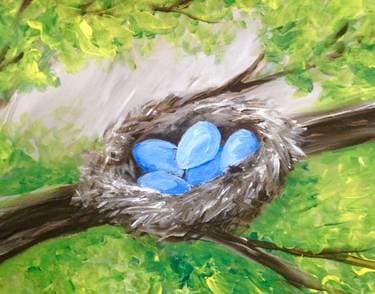 Blue Eggs in a Nest - Paint and sip event at Aloft Lexington in LEXINGTON, MA - PaintNite.com