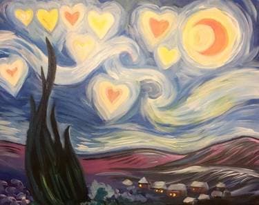 Starry Starry Hearts - Paint Nite event in Galt, CA