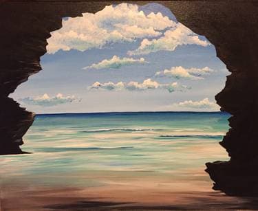 Paradise Cave - Paint and sip event at Coral Tree Cafe Encino in Encino, CA - PaintNite.com
