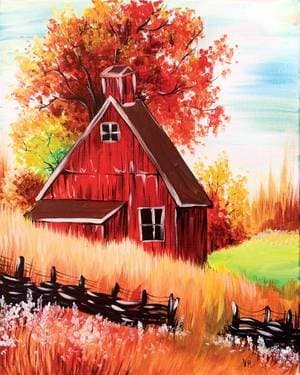 Red Autumn Barn - Paint and sip event at Kirkland Resto Bar in Pierrefonds, QC - PaintNite.com