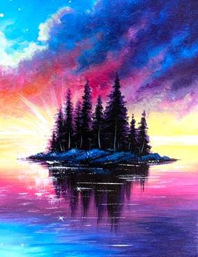 Glowing Island - Paint and sip event at Smith's Irish Pub in Vancouver, BC - PaintNite.com