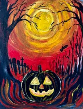 Fiery Halloween  - Paint and sip event at Bar á Vin  in SALT LAKE CTY, UT - PaintNite.com