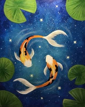 Galaxy Koi - Paint and sip event at Coral Tree Cafe Encino in Encino, CA - PaintNite.com
