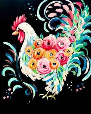 Floral Chicken  - Paint Nite event in Barrie, ON