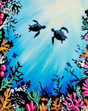 Sea Turtle Dream - Paint and sip event at Jennie's Boxcar in East Moline, IL - PaintNite.com