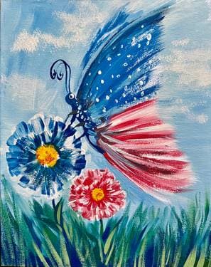 USA Butterfly - Paint and sip event at The Cinders Bar in Sacramento, CA - PaintNite.com