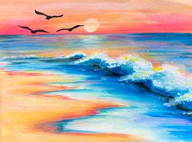 Waves At Sunset - Paint and sip event at Best Western Premier at Fisher's Landing  in VANCOUVER, WA - PaintNite.com