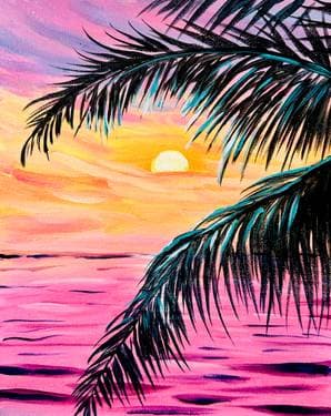 Pink Palm View - Paint and sip event at Cineplex JUNXION Erin Mills in Mississauga, ON - PaintNite.com