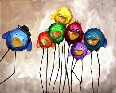 Crazy Birds - Paint and sip event at Moose McGuire's @ Hunt Club in Ottawa, ON - PaintNite.com