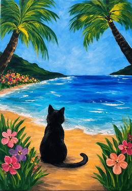 Cat on the Beach - Paint Nite event in NAPA, CA