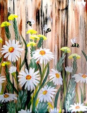 Bees & Flowers - Paint and sip event at At Work Sports Bar in ELK GROVE VLG, IL - PaintNite.com