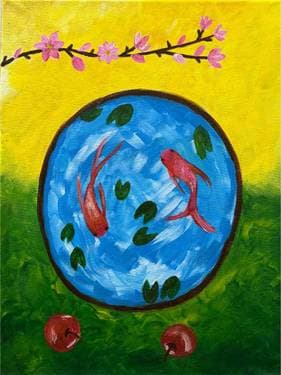 Spring Rebirth - Paint and sip event at Caspienne (cuisine perse et pizza) in Candiac, QC - PaintNite.com