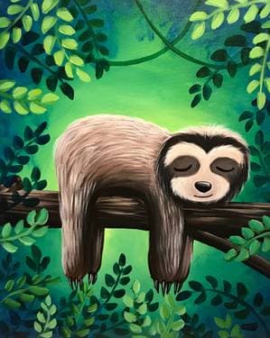 Sleepy Sloth - Paint and sip event at Meadow Gardens Golf Club in Pitt Meadows, BC - PaintNite.com
