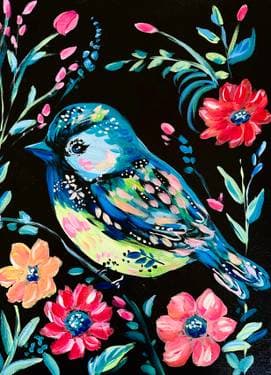 Boho Chickadee  - Paint and sip event at Mr Mike's Steak House Regina South in Regina, SK - PaintNite.com