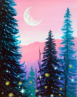 Sparkle Forest - Paint and sip event at Nu Kitchen (Worcester) in Worcester, MA - PaintNite.com