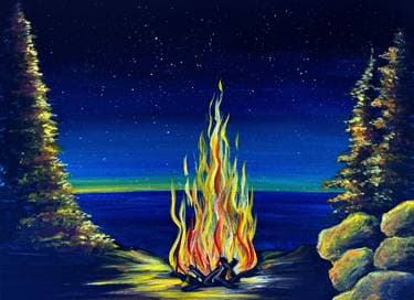 Lakeside Fire - Paint and sip event at Bluffs Pizza Pub in toronto, ON - PaintNite.com