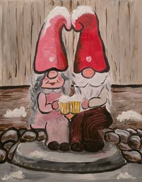 Valentine Gnomes - Paint Nite event in Rocklin, CA