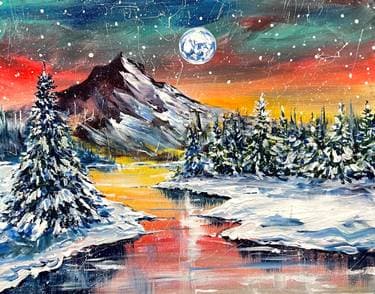 Surreal Winter - Paint and sip event at Brewsters Meadowlark  in Edmonton, AB - PaintNite.com