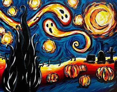 “Starry Ghosts” - Paint and sip event at Moulin Wakefield Mill Hotel & Spa in Wakefield, QC - PaintNite.com