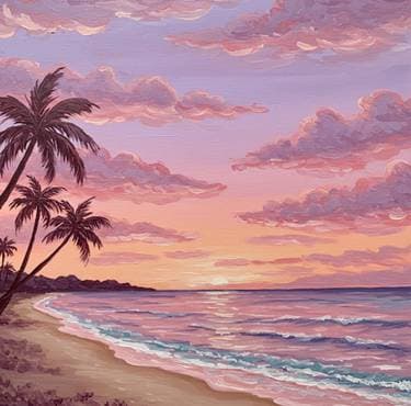 Pastel Beach  - Paint and sip event at Playdium in North York, ON - PaintNite.com