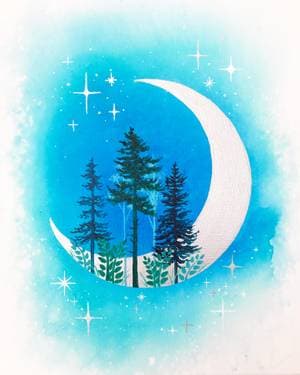 Silver Moon - Paint and sip event at Saffron's in Winnipeg, MB - PaintNite.com