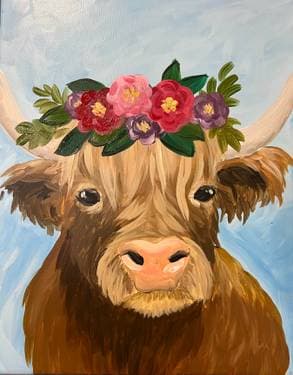 Highland Cow - Paint and sip event at Fort Rock Brewing in Rancho Cordova , CA - PaintNite.com