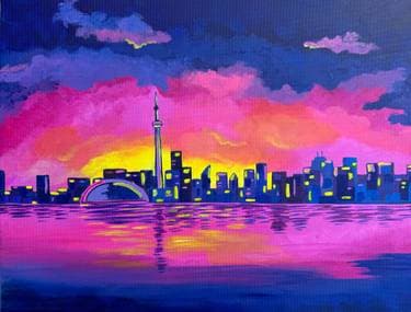 Toronto Pink Sky - Paint and sip event at The Originals Dining Lounge in Toronto, ON - PaintNite.com