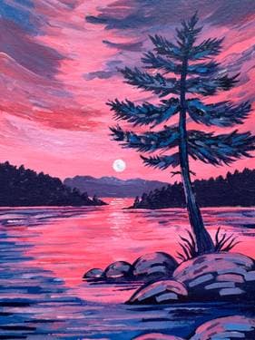 Pink Lake Dream - Paint and sip event at The Pickle Barrel in Brampton, ON - PaintNite.com