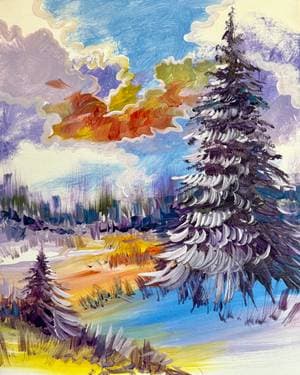 Pining for Winter - Paint and sip event at Myra's Bar & Grill (Best Western Brantford Hotel) in Brantford, ON - PaintNite.com