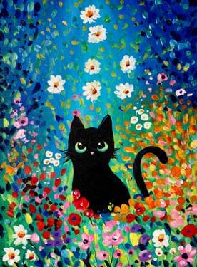 Magic Garden Cat  - Paint and sip event at The Rec Room Brentwood  in  Burnaby, BC - PaintNite.com