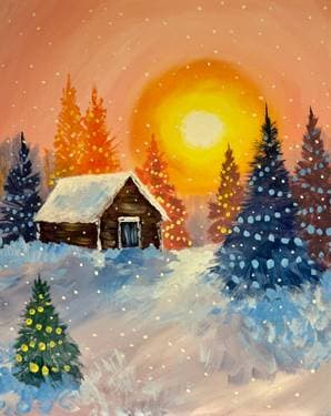 Glowing Holidays - Paint Nite event in Portland, OR