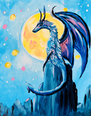 Moonlight Dragon - Paint and sip event at Dead Poet's Espresso LTD. in Moline, IL - PaintNite.com