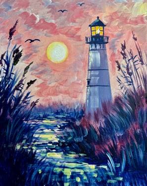 Pastel Lighthouse - Paint and sip event at Lone Star Texas Grill - Byward in Ottawa, ON - PaintNite.com