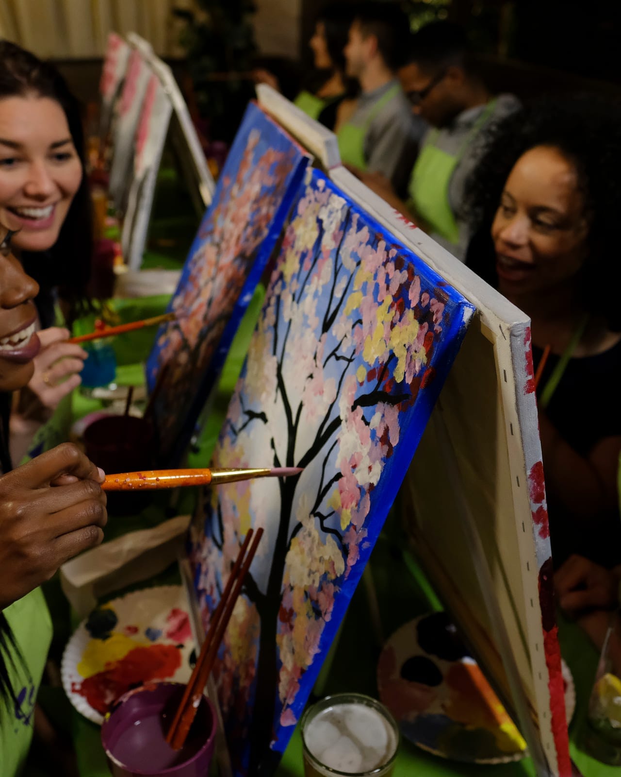 paint nite: Penguin Northern Light Lovers — sample photo from a paint nite event