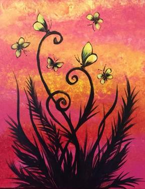 Sunset Butterfly Dance — Painting