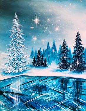 Saturday Frozen Winter Lake II — Painting