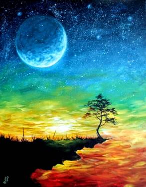 Moonlit Sunset Paint and Sip Event n Mesa Arizona — Painting