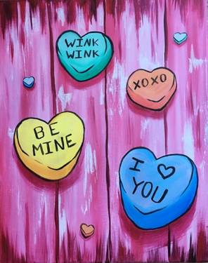 Lovey Candy Hearts — Painting