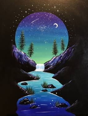 Midnight Vignette at Kelsey's Quarry Edge — Painting