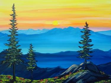 Mountain View Sunset — Painting