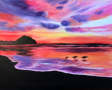 Sunset at Morro Rock    — Painting