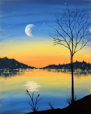 Moonrise Evening — Painting