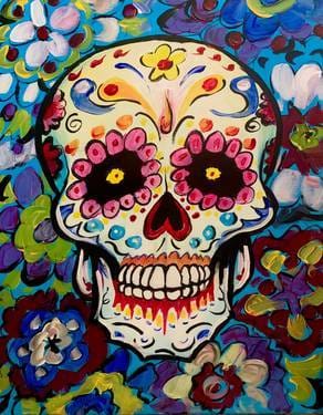Sugar Skull Fun at Mtn. Mike's Pizza in SRosa on Montgomery — Painting