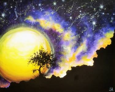 Moonlit Desert Tree at Mtn. Mike's on Cleveland in SRosa — Painting