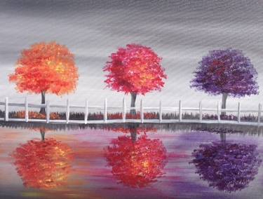 Three trees in autumn — Painting