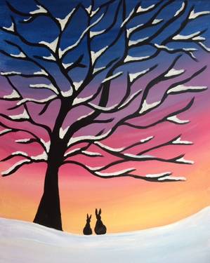 Saturday Winter Snow Tree — Painting