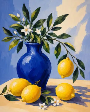 Lemon Still Life — Painting