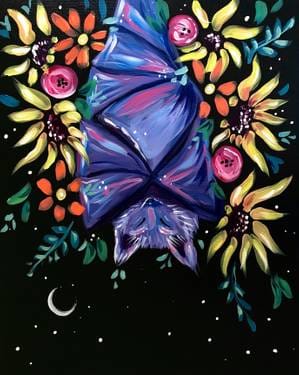 Autumn Floral Bat — Painting