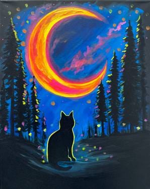 Crescent Moon Cat — Painting